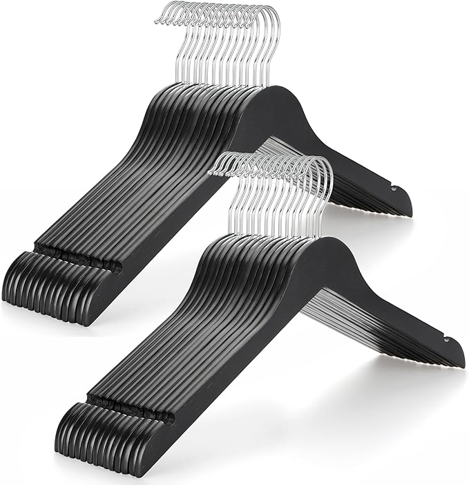TOPIA HANGER Wooden Hangers 30 Pack, 0.28-inch Slim & Durable Clothes Hangers by TOPIAHANGER