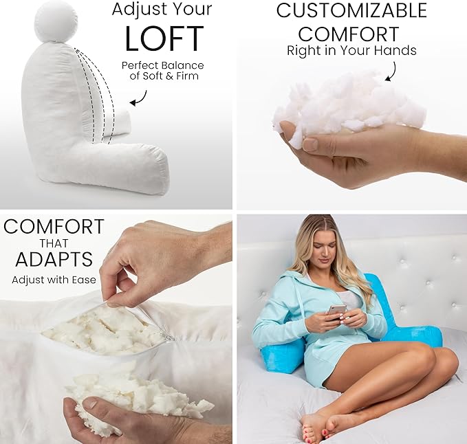 Husband Pillow Carolina Blue, Original Reading Pillow in Bed Rest Chair - Image 2