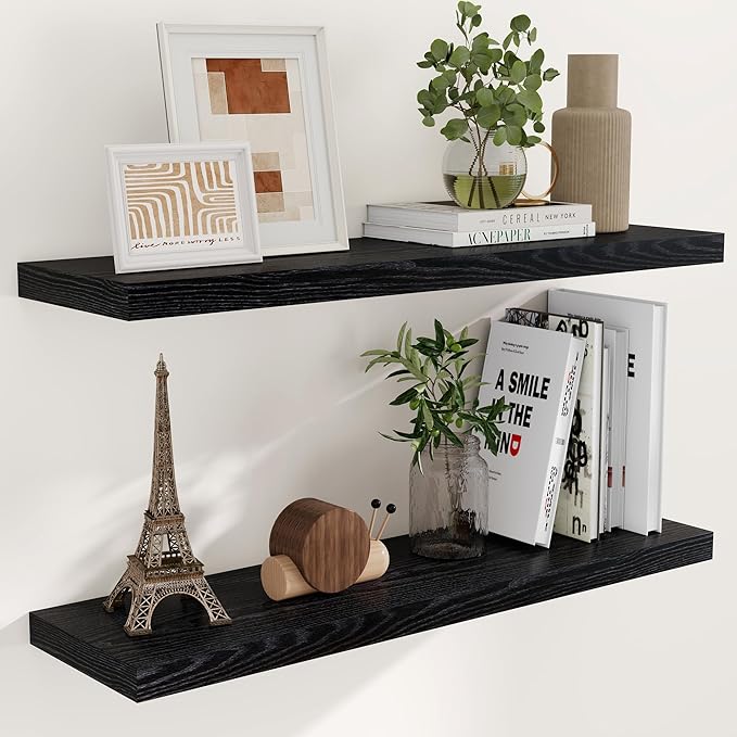 40 Inch Floating Shelves for Wall, 9.3 Inch Deep Shelves for Books & Decor by FunMemories