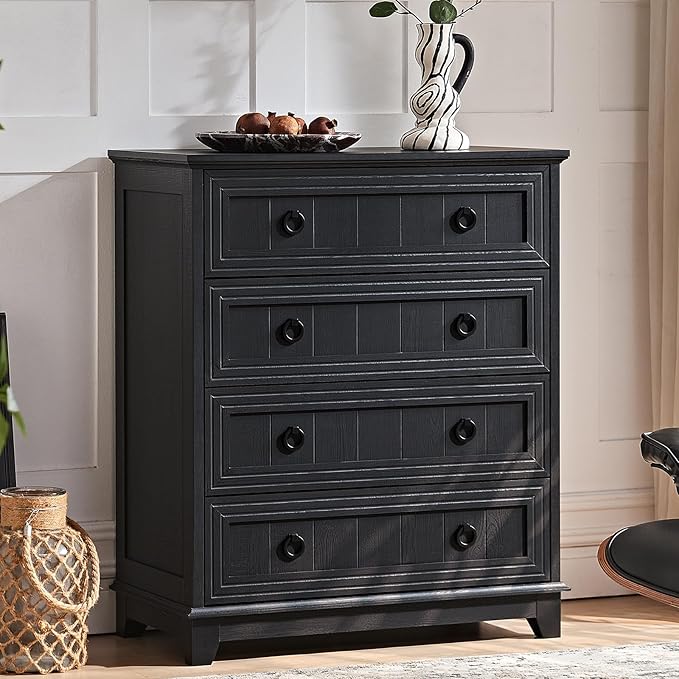 Farmhouse 4 Drawer Dresser for Bedroom, Rustic Wood Dresser by Joaxswe