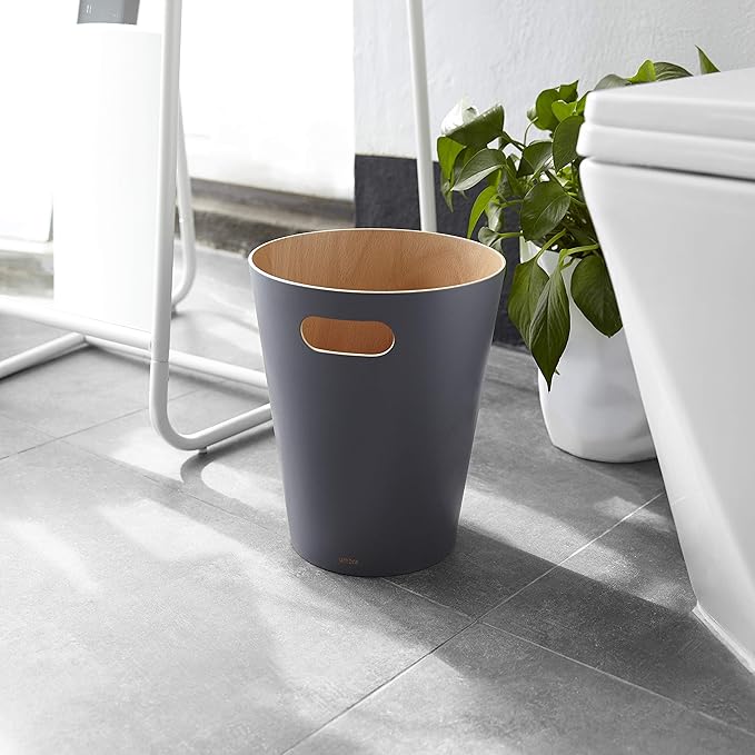 Umbra Woodrow 2-Gallon Modern Wooden Trash Can Wastebasket, Attractive Bin - Image 2