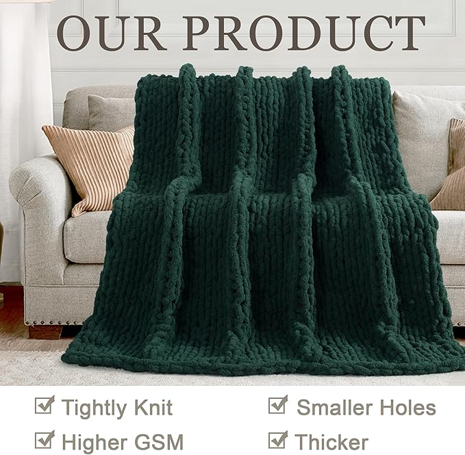 Chunky Knit Throw Blanket 50"X 60", 100% Handmade - Image 4