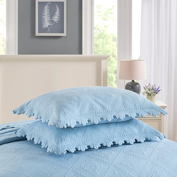 MarCielo 3-Piece 100% Cotton Oversized Bedspread Lightweight Quilt Coverlet - Image 4
