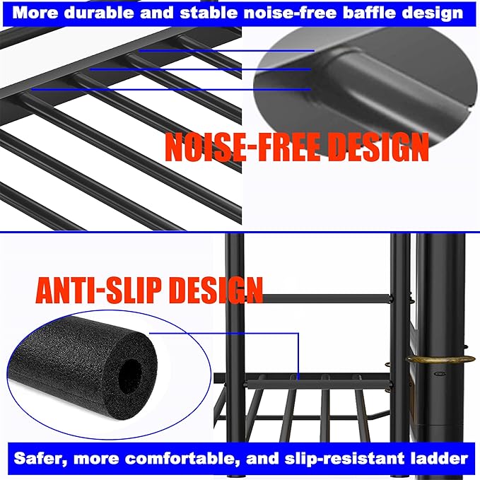 Upgraded Version Thickened Metal Heavy-Duty Twin XL Over Twin XL Bunk Bed - Image 4