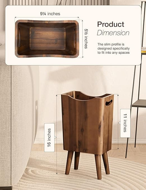 2 Gallons Wooden Trash Can 4 Legs - Image 2