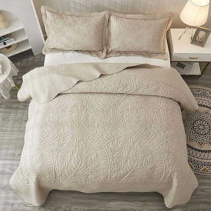 MarCielo 3-Piece 100% Cotton Oversized Bedspread Lightweight Quilt Coverlet - Image 4