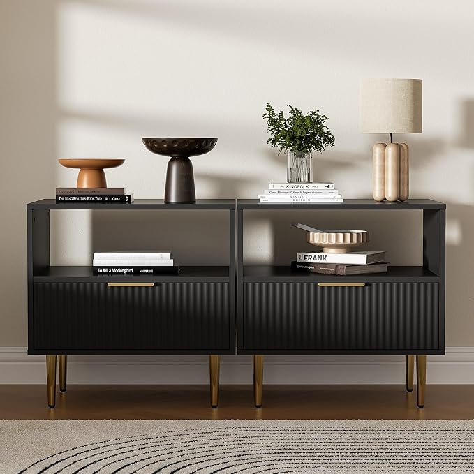 Nightstand with Drawer, End Table with Storage, Bed Side Table with Open Space - Image 7