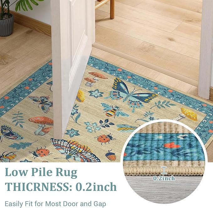 Mushroom Insect Washable Rug 5x7 Area Rugs - Image 6