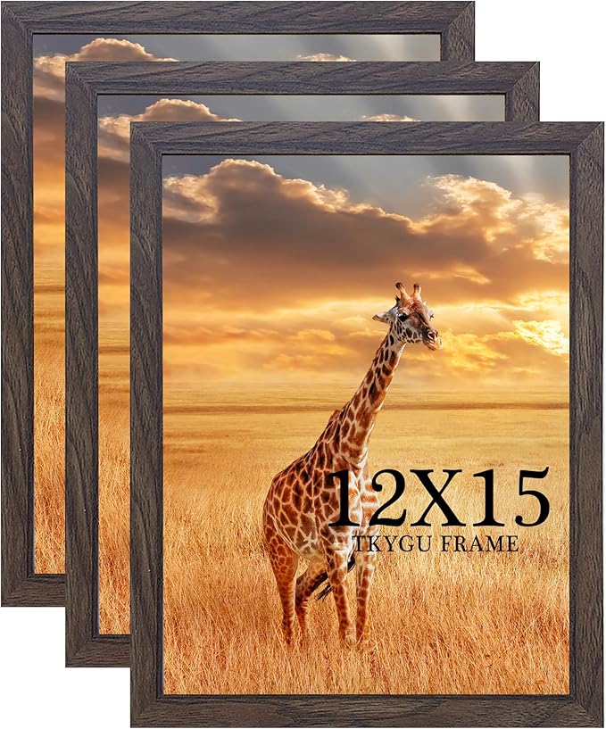 TKYGU 12x15 Picture frame walnut set of 3, Wooden Frame 15x12 Wall Gallery by TKYGU