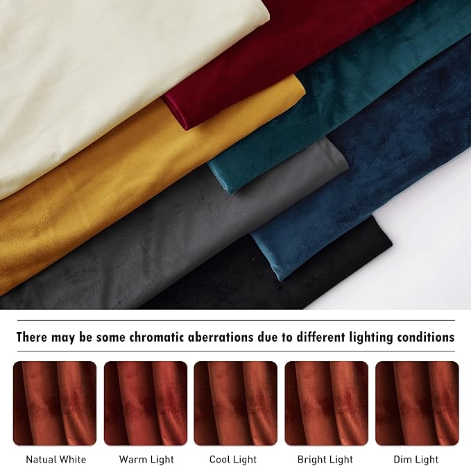 RYB Home Rust Red Velvet Curtains 108 inches Long, Thermal Insulated Panel - Image 6