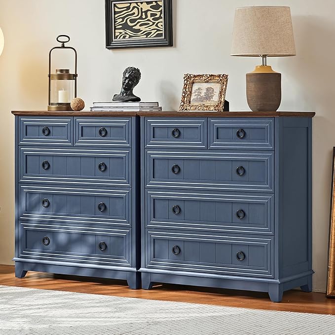 Farmhouse 5 Drawer Dresser for Bedroom, 33.2" Tall Small Dressers & Chest of - Image 3
