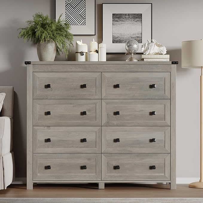 Tall 8-Drawer Dresser, Modern Wooden Storage Chest of Drawers, Dresser TV Stand - Image 3
