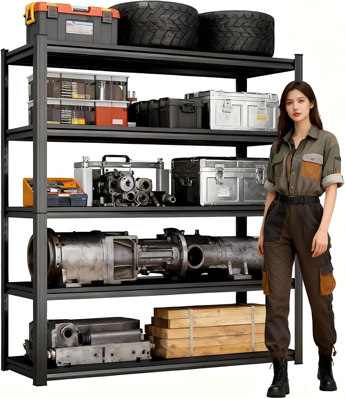 72''H Metal Garage Shelving Unit, 5-Tier Garage Storage Shelves Heavy by Beaunatixx