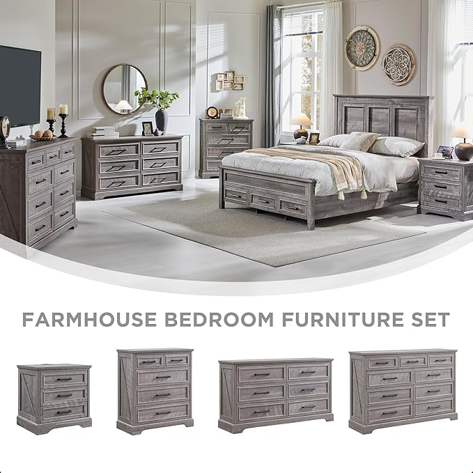 ACCOHOHO Farmhouse Nightstands Set of 2, 22 Inch Wide End Table - Image 4