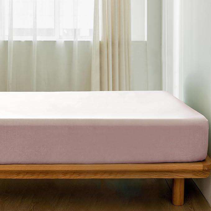 MooMee Fitted Bottom Sheet Only 100% Washed Cotton Linen Like Textured - Image 2