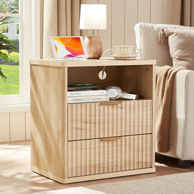 LEYAOYAO Fluted Nightstand by LEYAOYAO-Findtheshiningpointofyourideallife%EF%BC%81