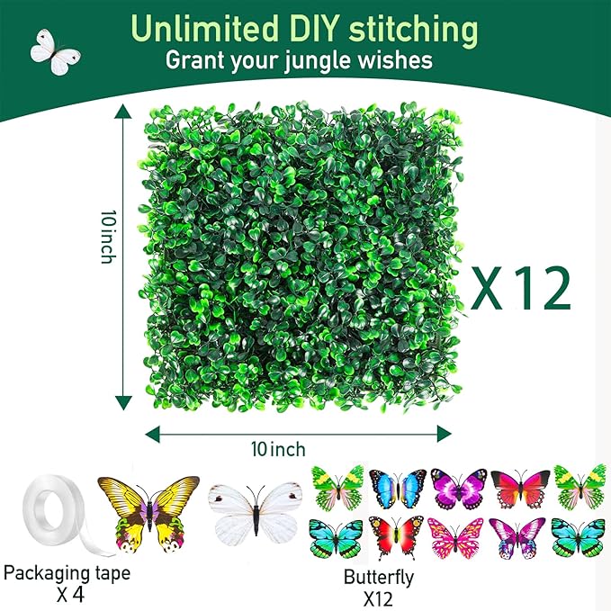 ZHZCJB 10 X 10 in Artificial Grass Wall Panel Backdrop, UV-Anti Greenery - Image 2