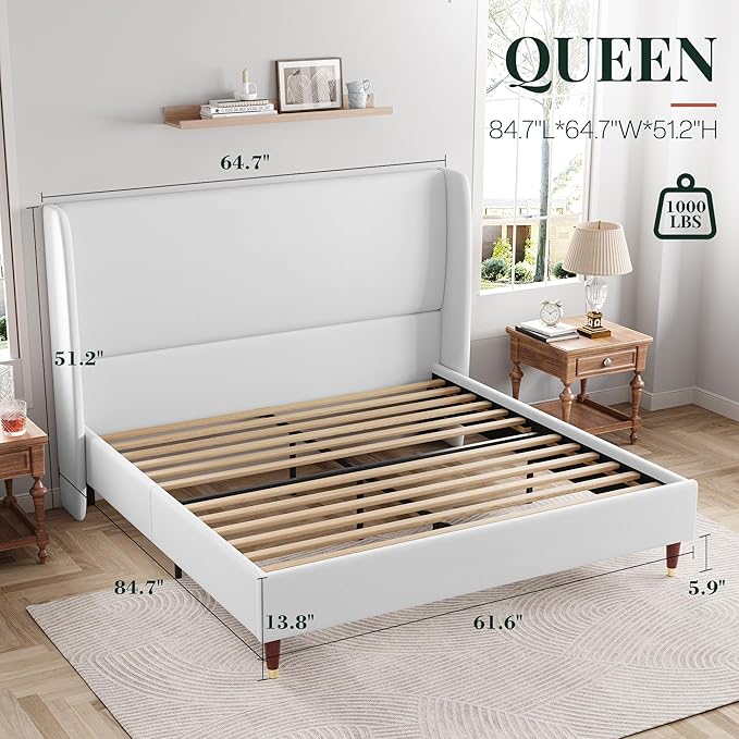 Jocisland Queen Upholstered Platform Bed Frame - Image 2