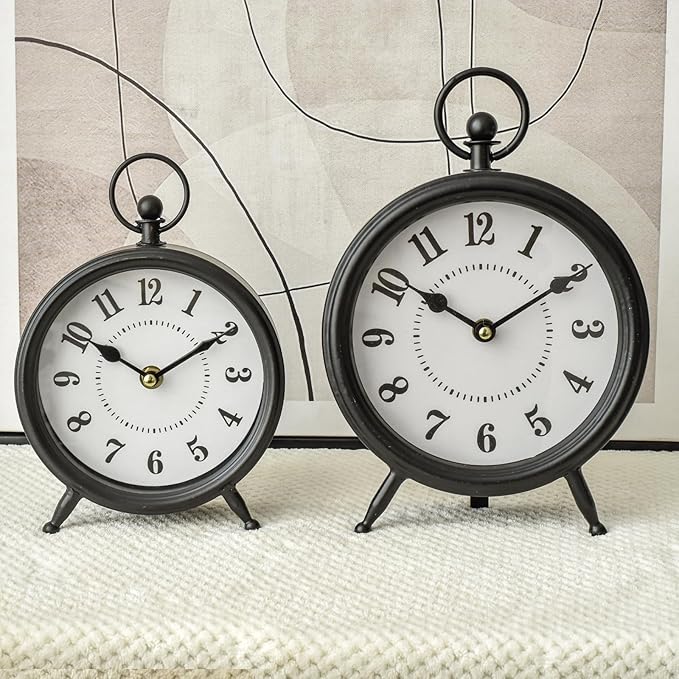 Vintage Non-Ticking Black Table Clock - Image 4