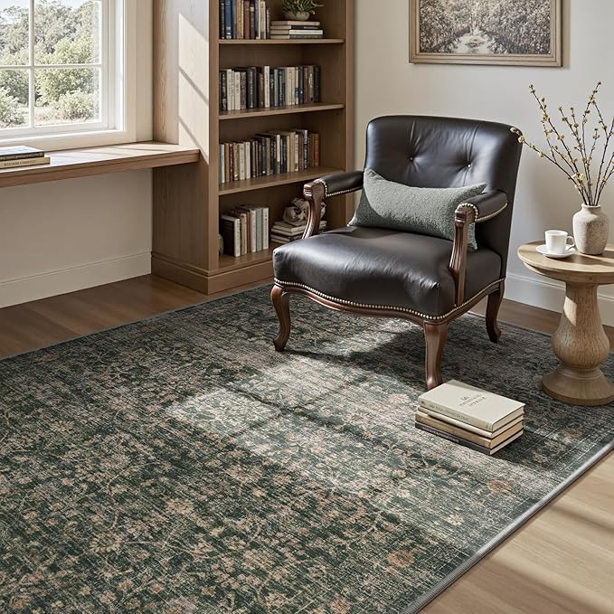 MontVoo-Vintage Area Rug 3x5 Green Rugs - Image 4