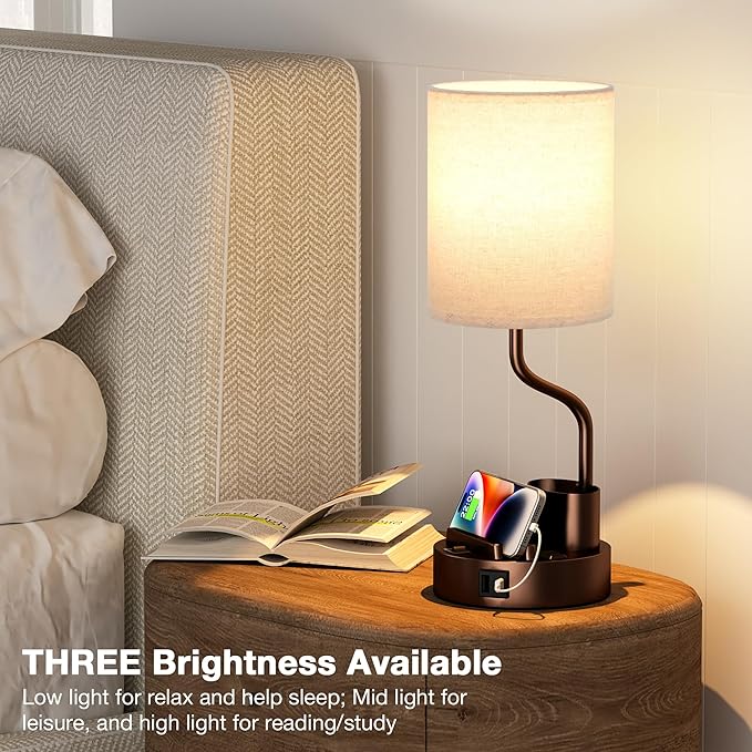 Bedside Table Lamps for Bedroom Set of 2 - Image 4