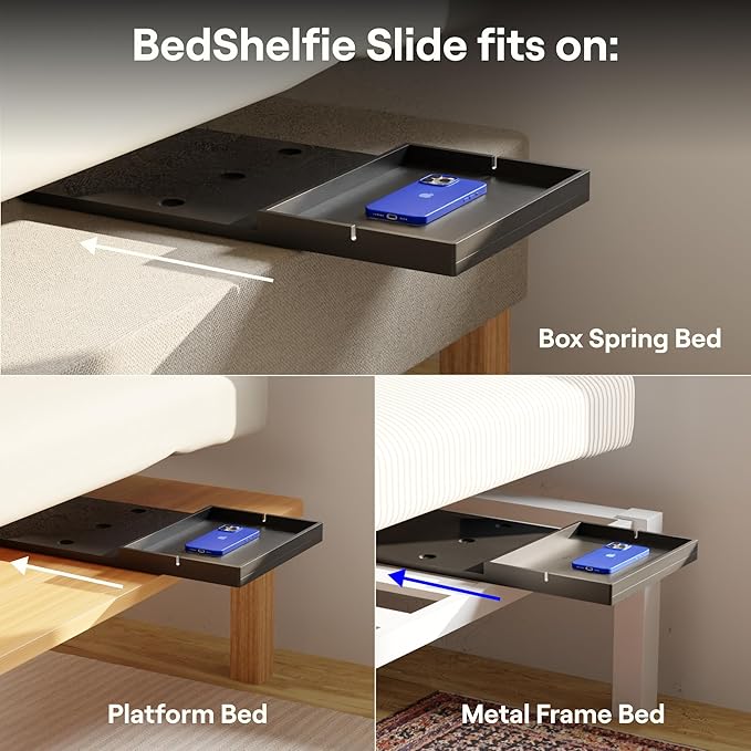 BedShelfie Bedside Shelf for Dorm Room Bunk Bed & Top Bunk, College Dorm Room - Image 3