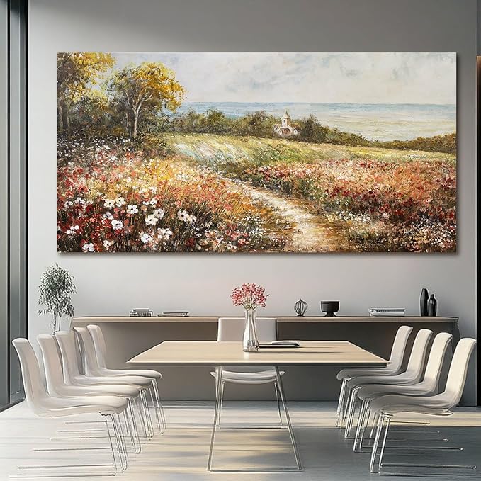 YETHEN WAL Floral Country Meadow Canvas Wall Art – Extra Large Cottage - Image 2