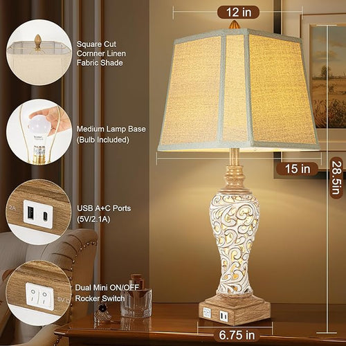 28.5" Rustic Table Lamp Set of 2 - Image 2