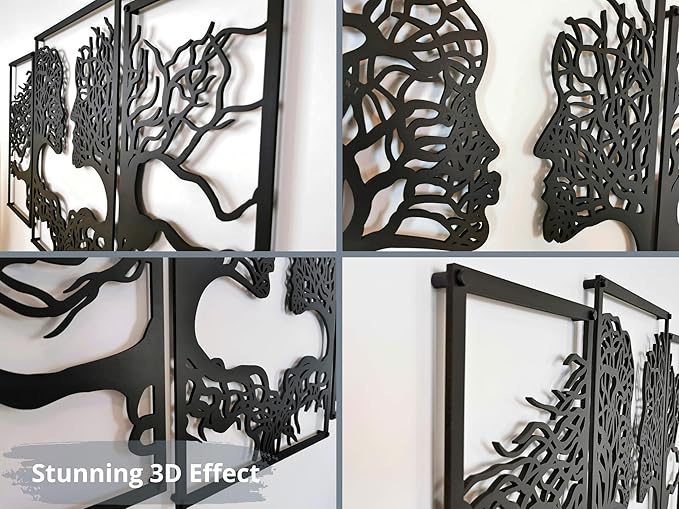 VAILLA Tree of Life Wall Wooden Art Abstract Tree Man Woman Face Large 3D - Image 5