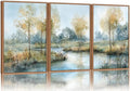 Yeehomedec Large Vintage Neutral Nature Framed Canvas Wall Art, Mid Century by Unknown