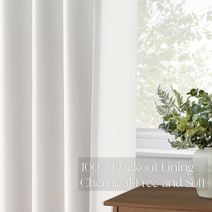 Topfinel 90 Inches Long Full Blackout Linen Curtains - Image 5