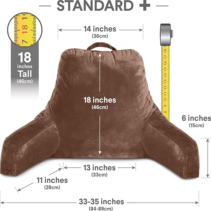 Husband Pillow Chocolate, Original Reading Pillow in Bed Rest Chair, Shredded - Image 4