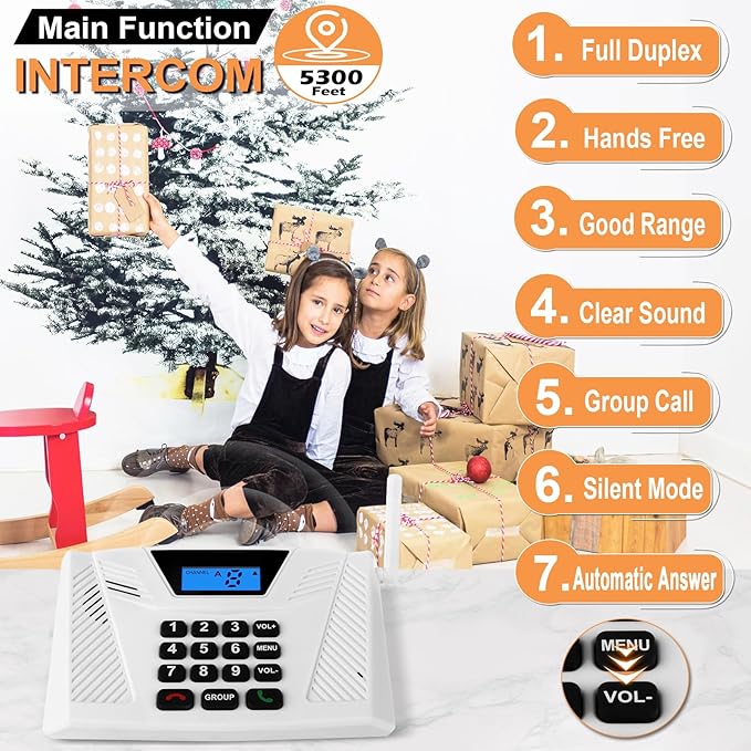 SANZUCO Intercoms Wireless for Home Hands Free, 2024 Upgraded Intercom 5300ft - Image 2