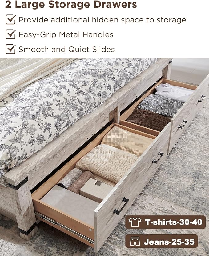 T4TREAM Farmhouse King Size Bed Frame - Image 6