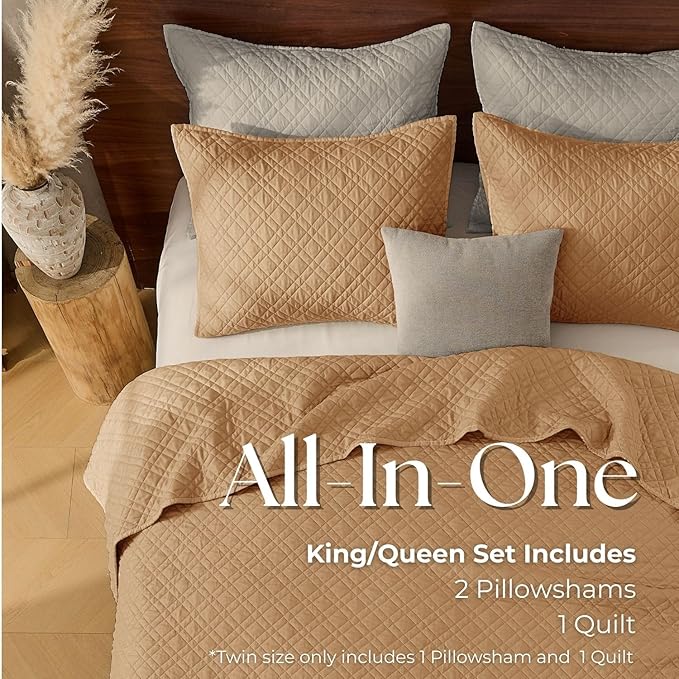 Queen Quilt Set with Shams Lightweight Quilted Bedspread Coverlet Thin - Image 8