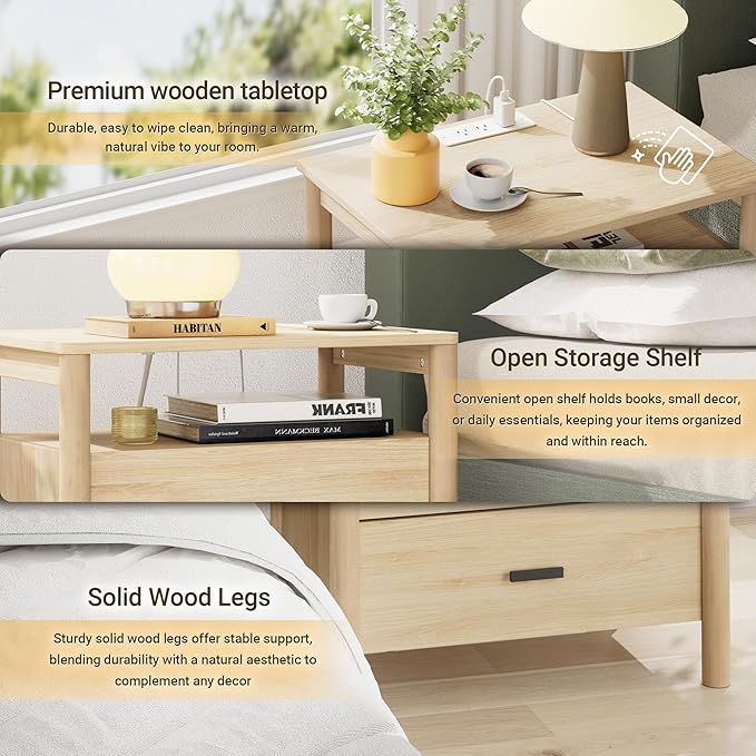 FavourLife Night Stand, Modern Large Nightstand - Image 3