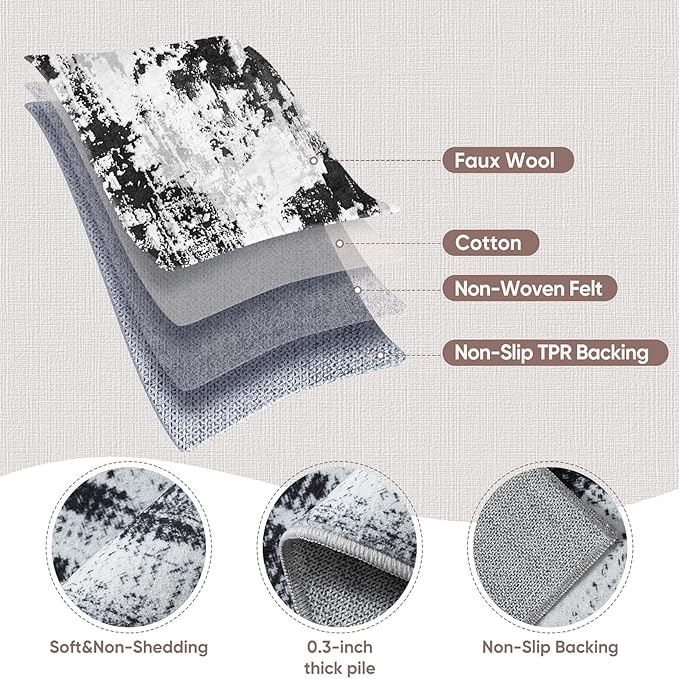 3x8 Hallway Washable Runner Rug: Extra Long Kitchen Runner Non Slip Abstract - Image 5