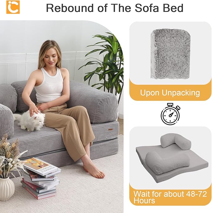 COMAX Folding Sofa Bed Queen, 4-in-1 Foldable Floor Couch Convertible Futon Sofa - Image 9