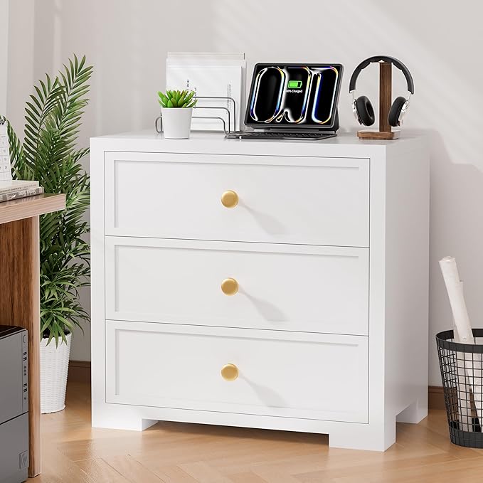 COWMOU Nightstand with Drawers 3 Drawer Night Stand with Charging Station - Image 9