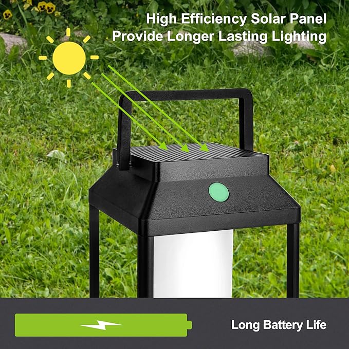 Solar Outdoor Lantern Aluminum LED Portable Rechargeable Table Lamp 35W 3000K - Image 6