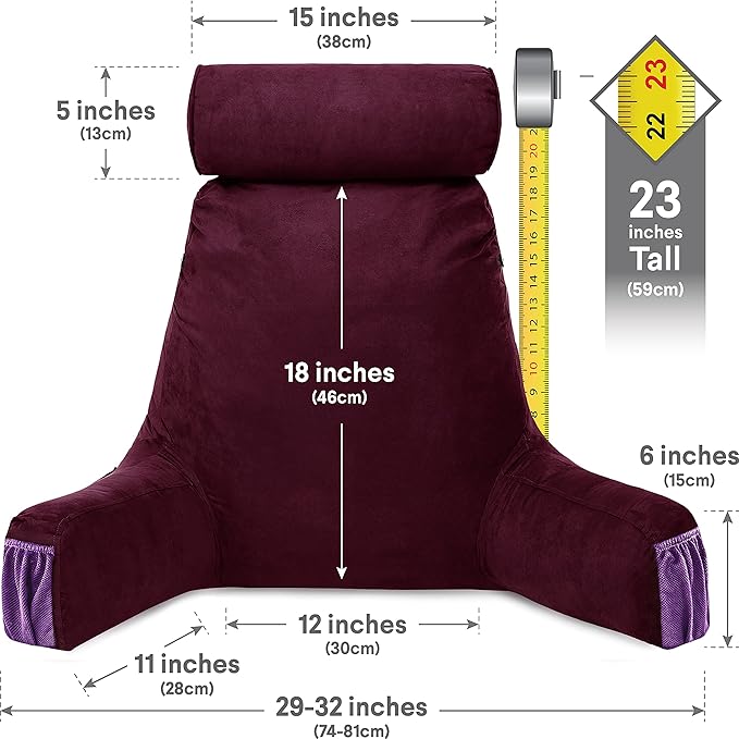 Husband Pillow Medium Aspen Edition Mauve Purple, Sit Up Reading & Bed Rest - Image 3