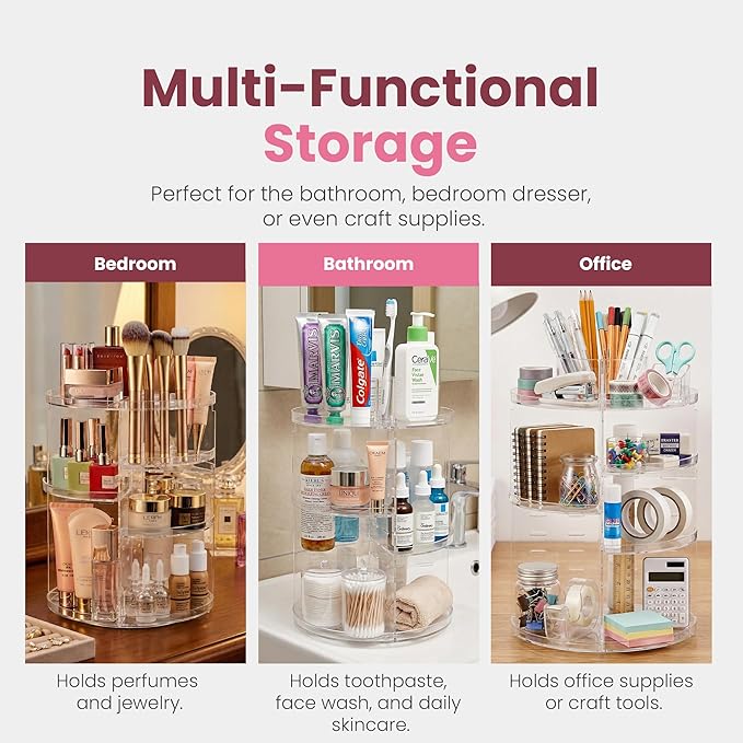 Masirs 360 Rotating Makeup Organizer Countertop - Image 6
