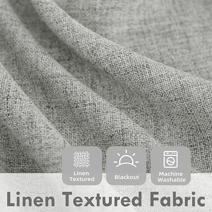 DriftAway Double Layer Linen Blackout Tie Up Curtains Thermal Insulated Fully - Image 3
