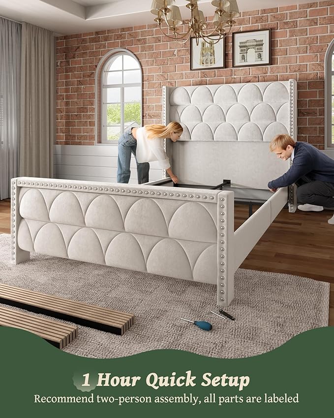 Queen Size Bed Frame with 56" Headboard - Image 6