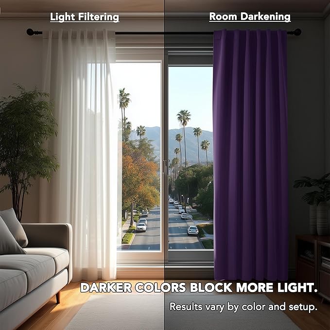 Deconovo Blackout Curtains, Thermal Insulated, W42 x L54 2 Panels, Back Tab - Image 3