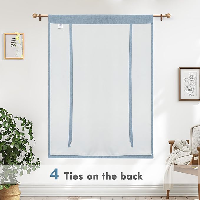 DriftAway Double Layer Linen Blackout Tie Up Curtains Thermal Insulated Fully - Image 6