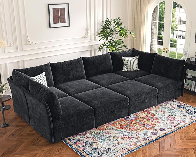 ABCASA 136.4" Oversized Modular Sectional Sleeper Sofa Bed, U Shaped by ABCASA