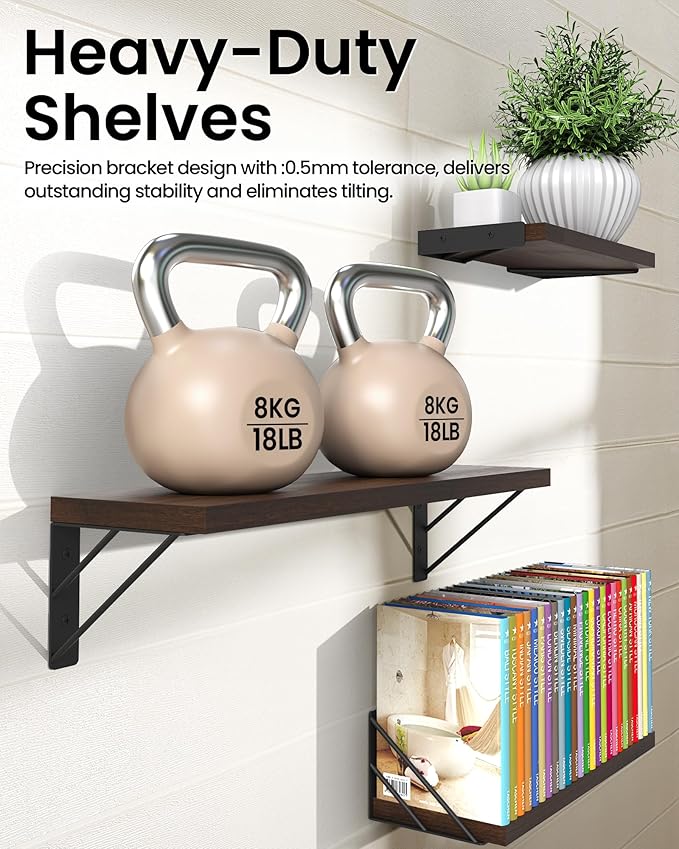 BAYKA Floating Shelves for Wall, Book Shelf for Bedroom, Wall Decor Shelves for - Image 6