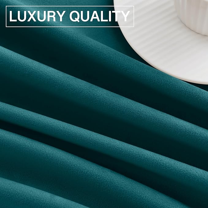StangH Velvet Teal Curtains for Bedroom, Super Soft Room Darkening Thermal - Image 8