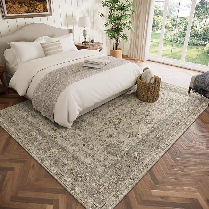 Washable 5x7 Area Rugs for Living Room, Boho Non-Slip Vintage Distress Rugs for - Image 2
